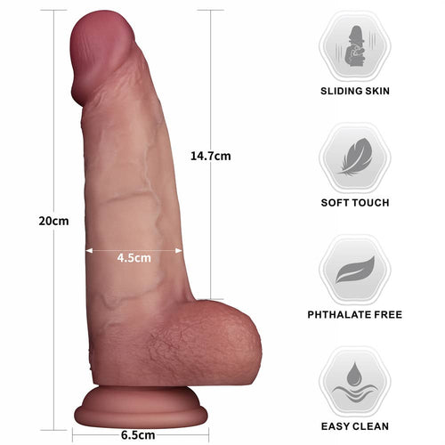 8'' Premium Dual-Layer Silicona Dildo Realistic Feel