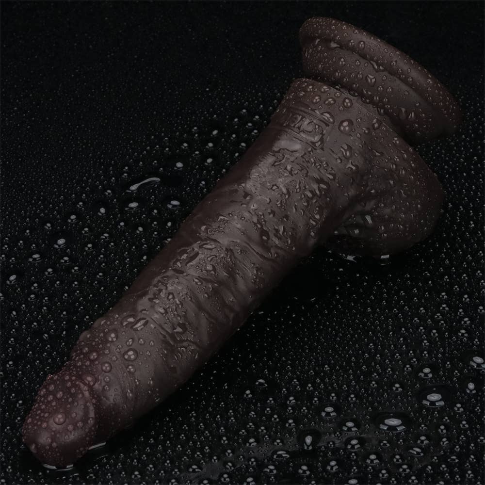 7'' Sliding Skin Pro II Dual Layer Silicone Dong (Black)